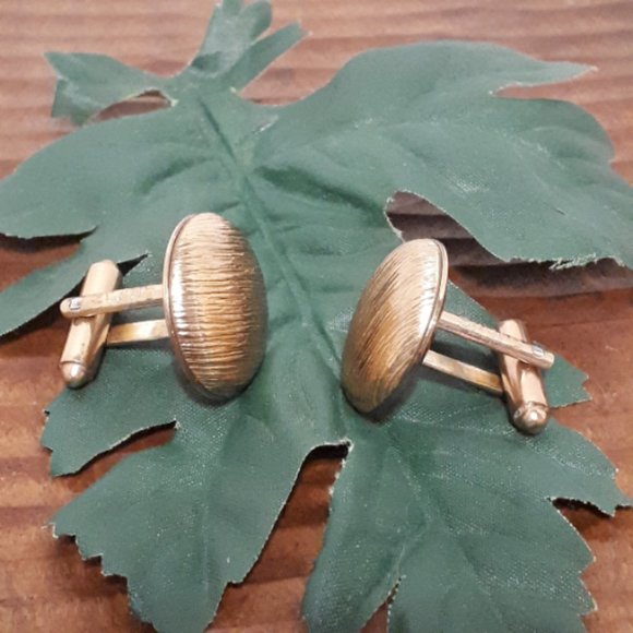 Vintage Evans Cufflinks Gold Tone Brushed - Picture 2 of 5